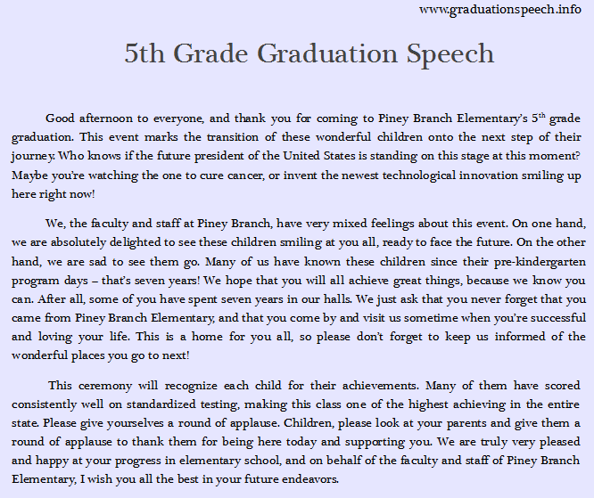 What should be included in a kindergarten graduation speech?