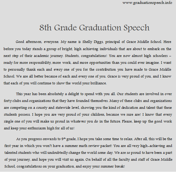 how to start a graduation speech 8th grade